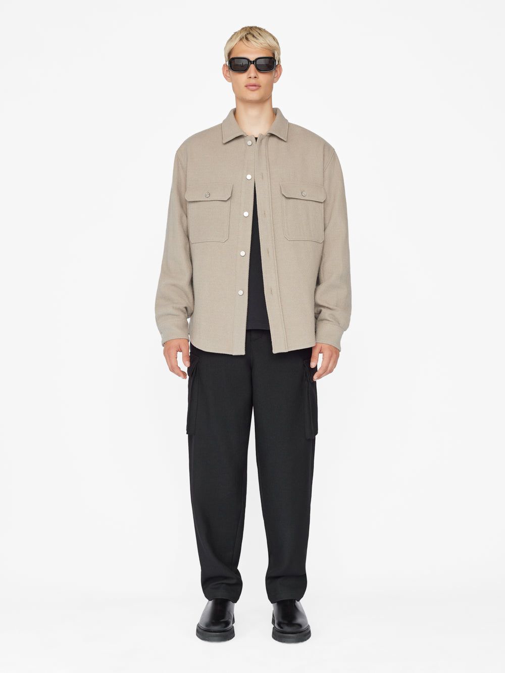 Textured Overshirt -- Dove Grey sold by Frame Denim