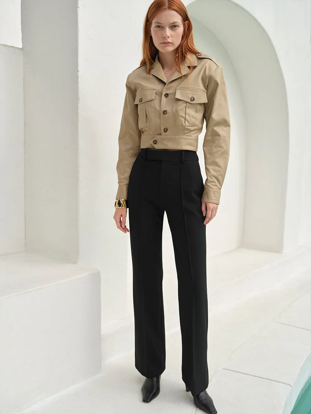 Cropped Jacket -- Khaki Tan sold by Frame Denim product image thumbnail 2