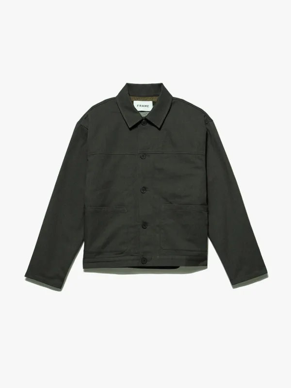 Lined Cotton Trucker Jacket -- Charcoal Grey made by Frame Denim