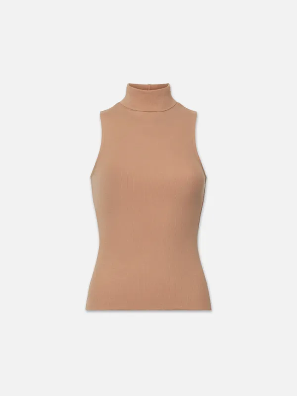 Sleeveless Turtleneck Top -- Camel sold by Frame Denim