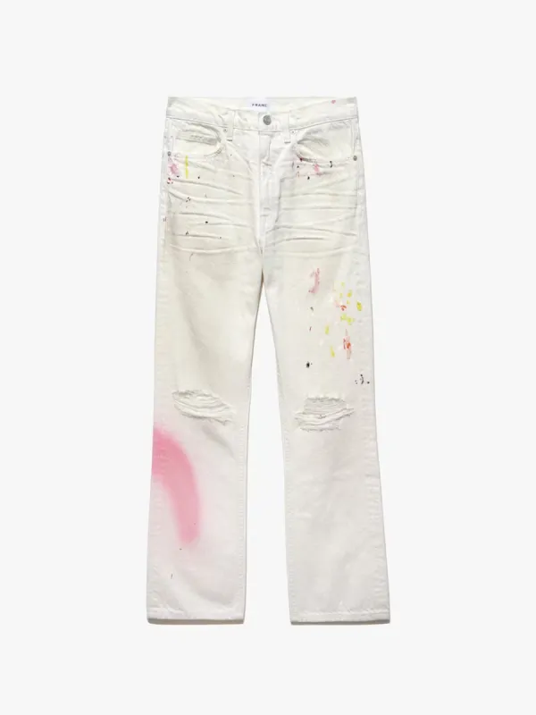 The Boxy Jean Released Hem -- Ecru Spray Rips sold by Frame Denim