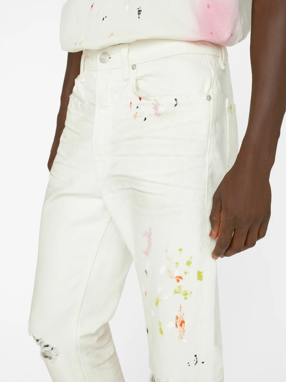 The Boxy Jean Released Hem -- Ecru Spray Rips sold by Frame Denim product image thumbnail 4