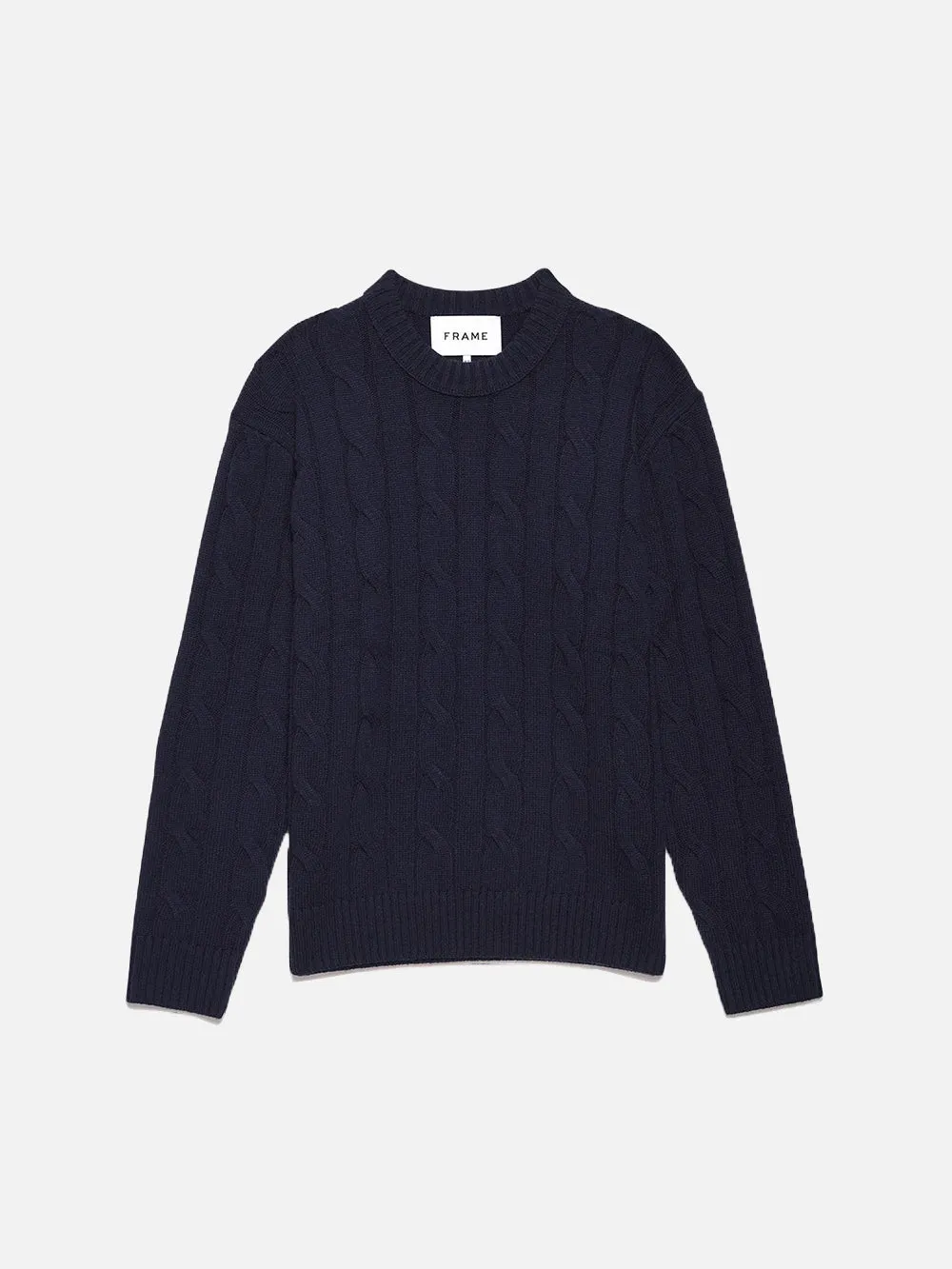 Cashmere Cable Crewneck -- Navy sold by Frame Denim