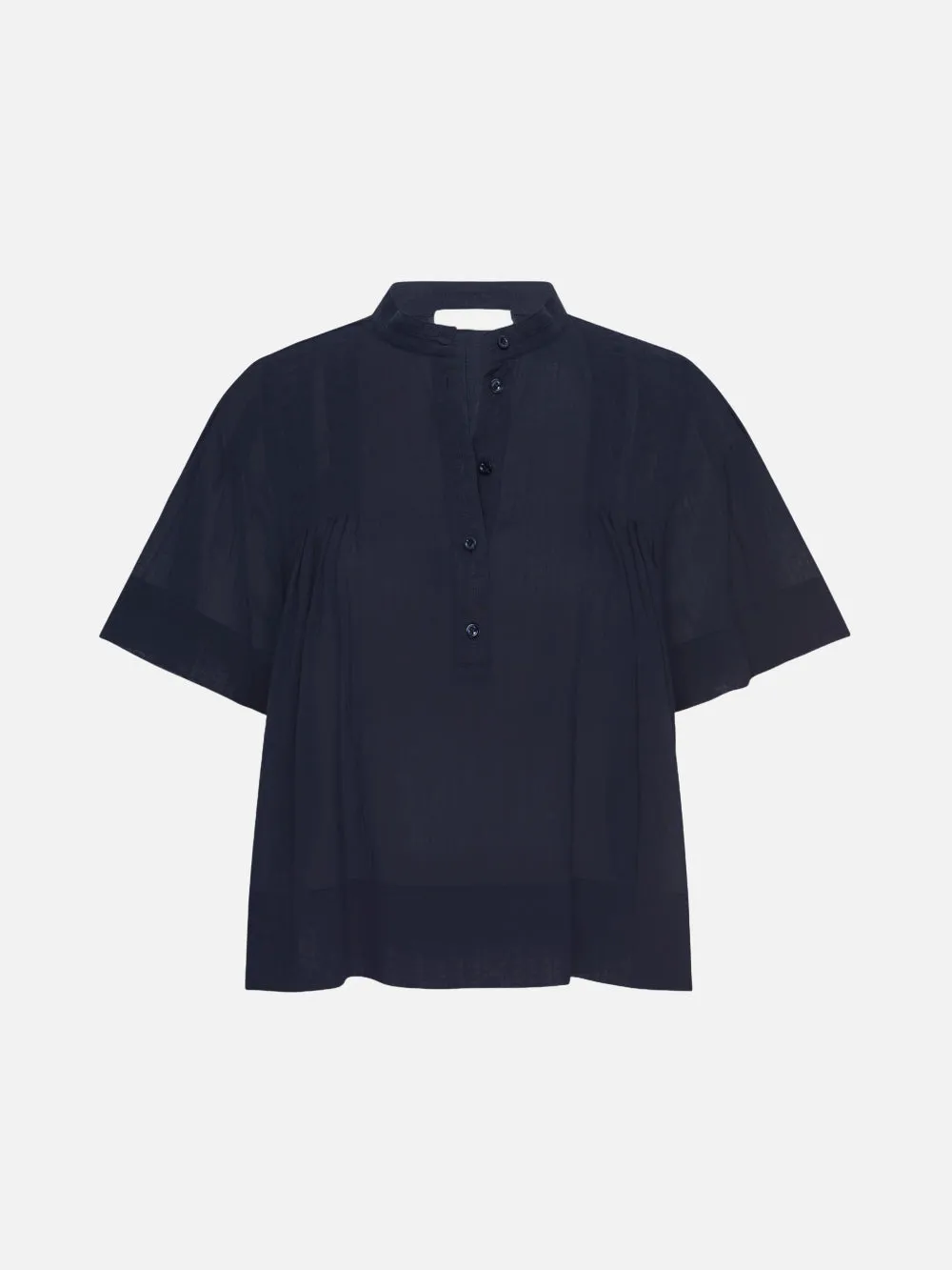 Pleated Button Up Blouse -- Navy sold by Frame Denim