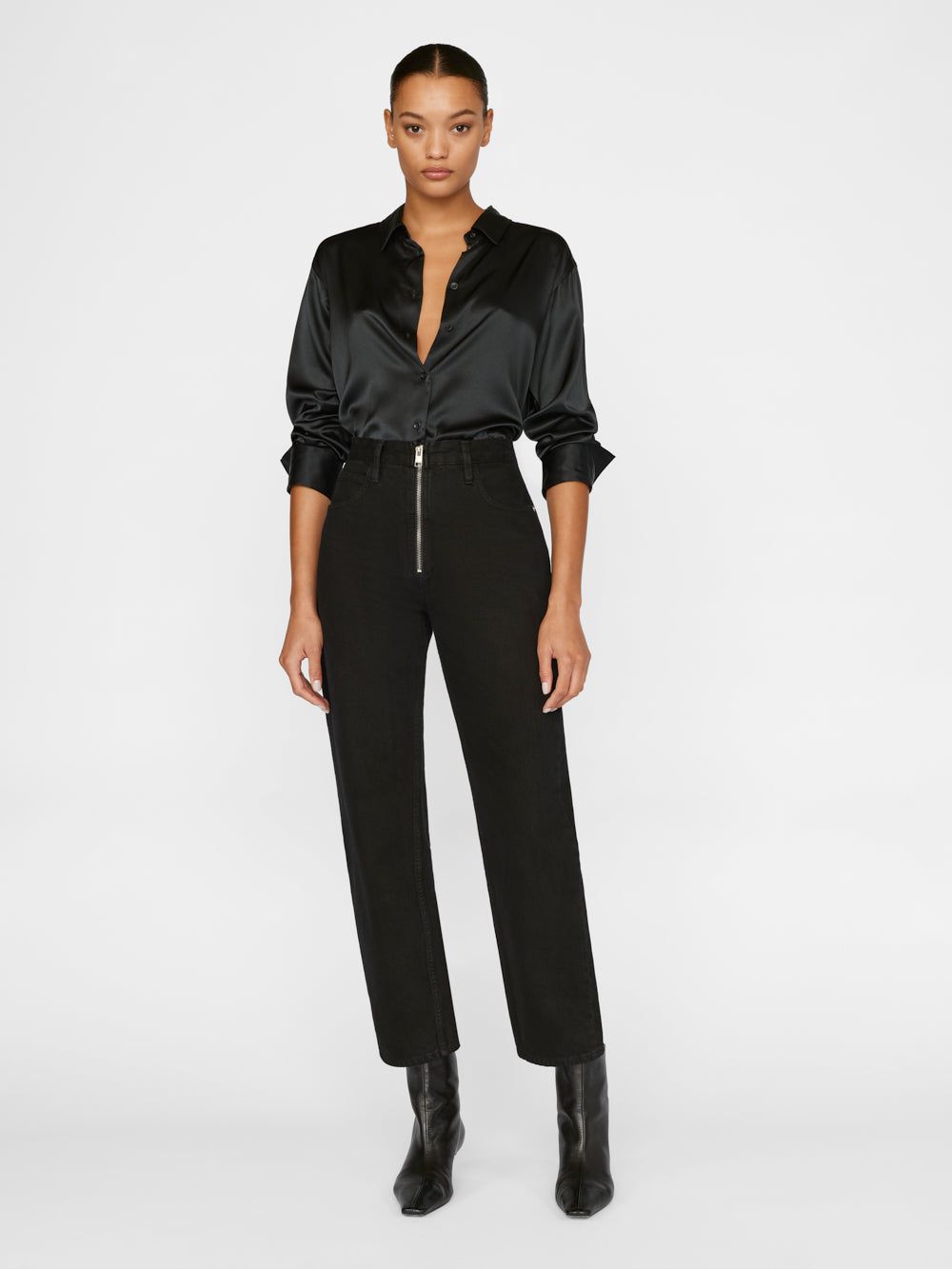 Le High 'N' Tight Straight Zip -- Film Noir sold by Frame Denim product image thumbnail 7