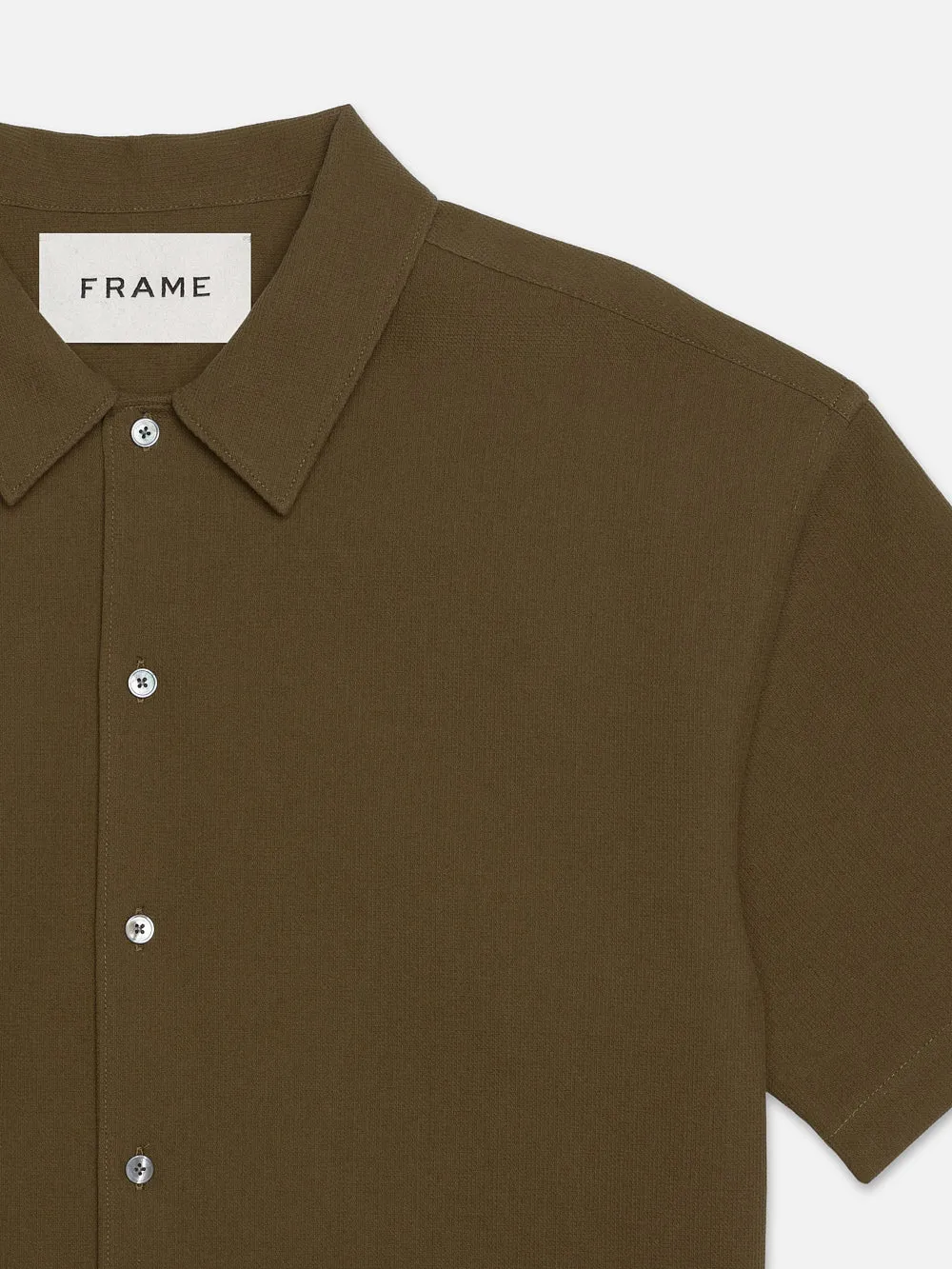Waffle Textured Short Sleeve Shirt -- Dark Beige sold by Frame Denim product image thumbnail 2