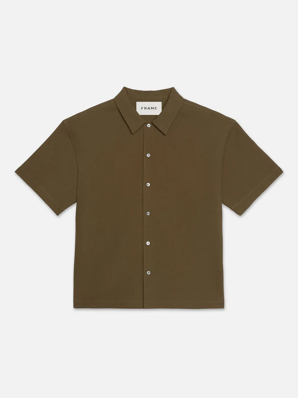 Waffle Textured Short Sleeve Shirt -- Dark Beige sold by Frame Denim