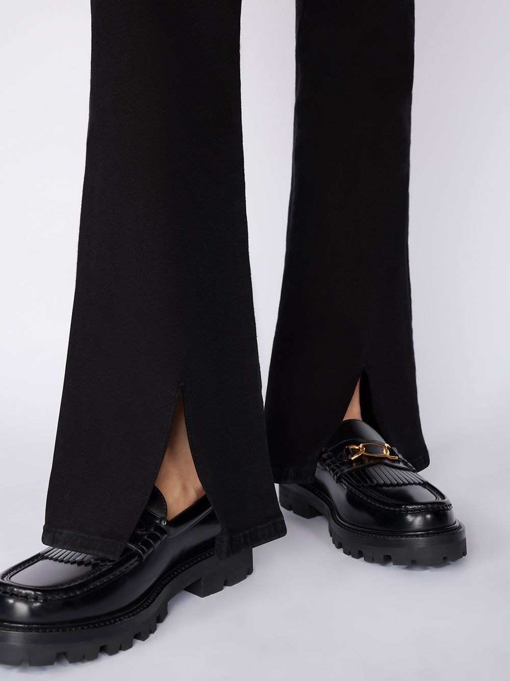 The Jetset Slit Flare -- Sheen Noir sold by Frame Denim product image thumbnail 6