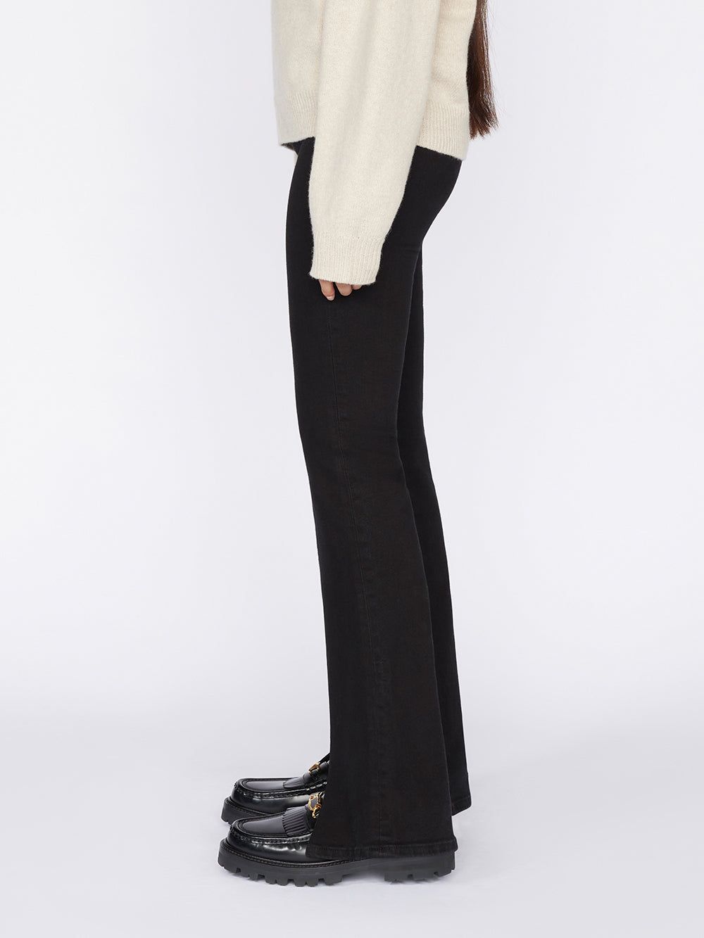 The Jetset Slit Flare -- Sheen Noir sold by Frame Denim product image thumbnail 5