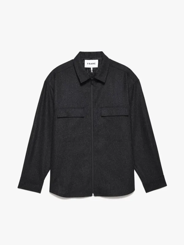 Modern Flannel Long Sleeve Zip Shirt -- Charcoal Grey made by Frame Denim