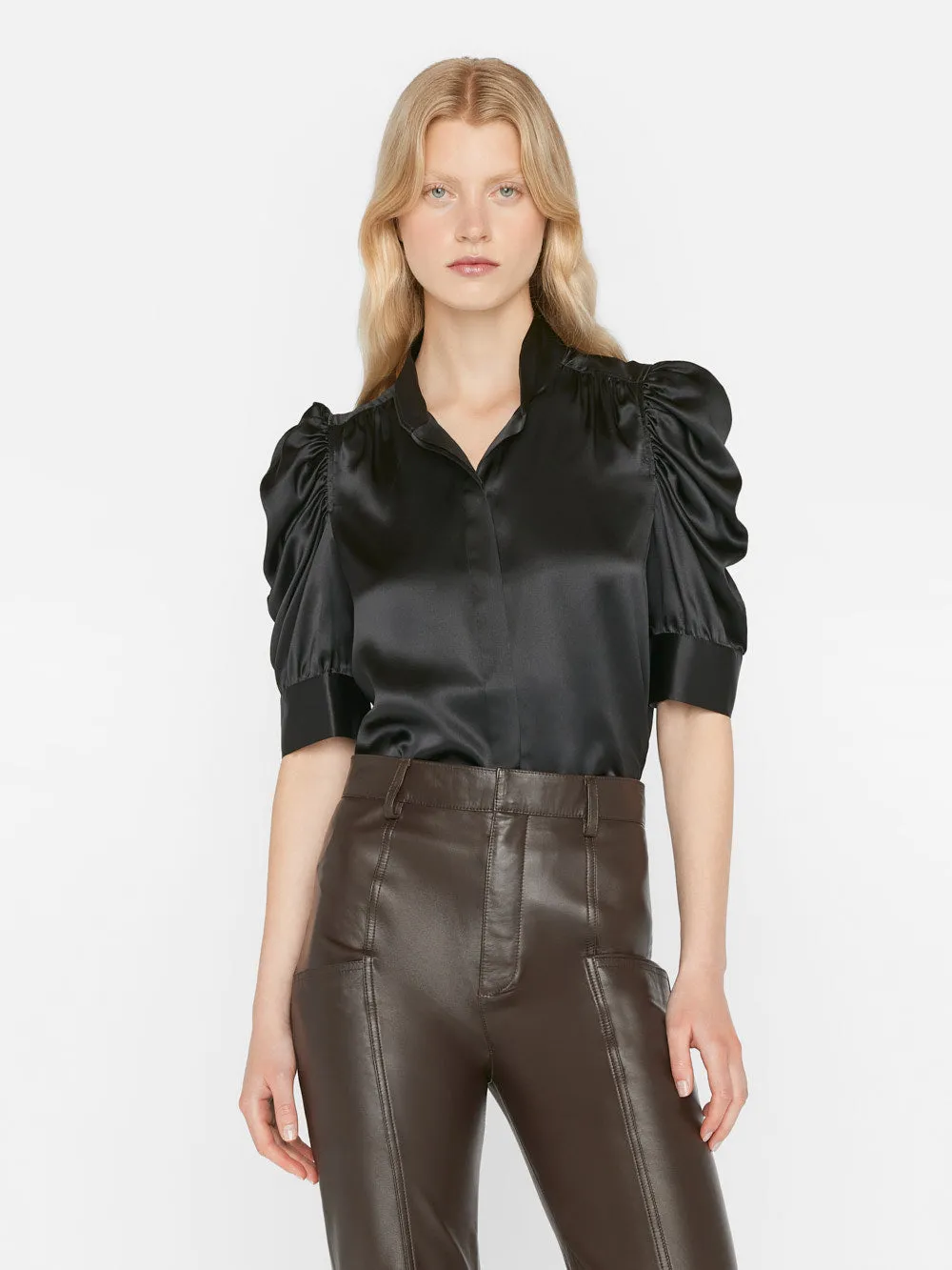 Gillian Top -- Glossy Noir sold by Frame Denim product image thumbnail 2