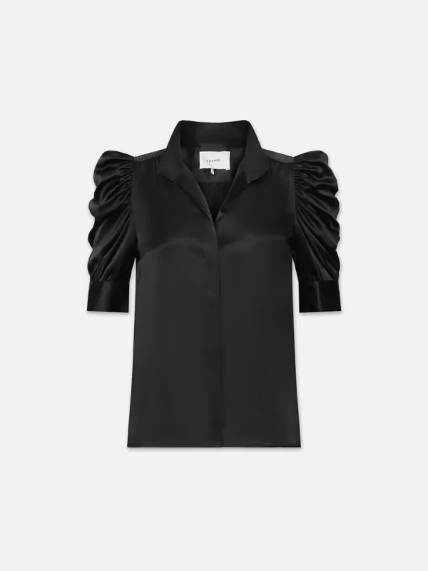 Gillian Top -- Glossy Noir sold by Frame Denim