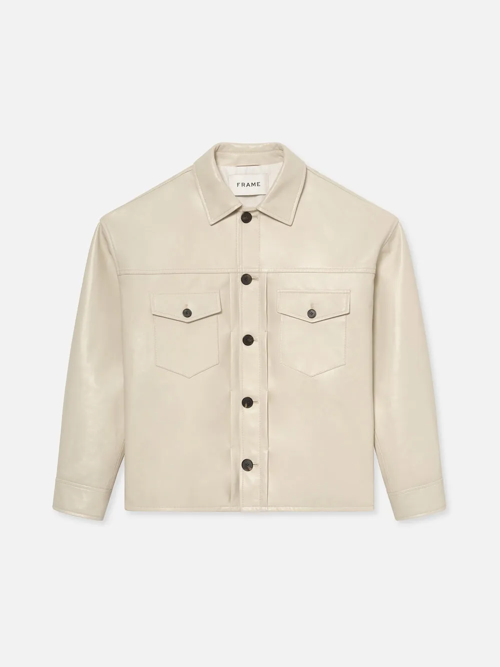 Leather Trucker Jacket -- White Canvas sold by Frame Denim