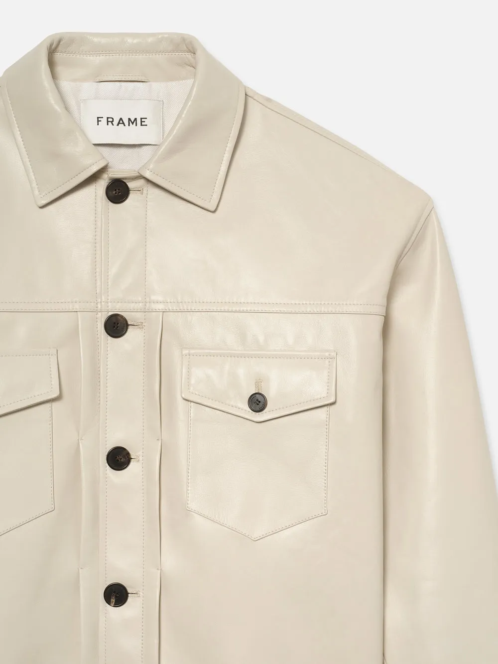 Leather Trucker Jacket -- White Canvas sold by Frame Denim product image thumbnail 2