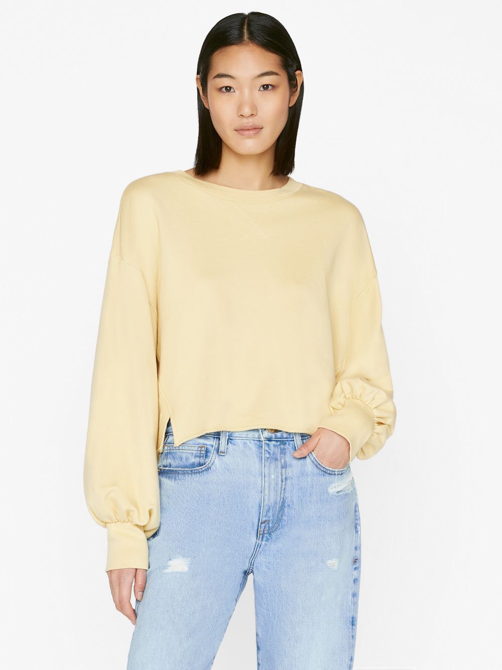 Easy Shirttail Sweatshirt -- Butter sold by Frame Denim
