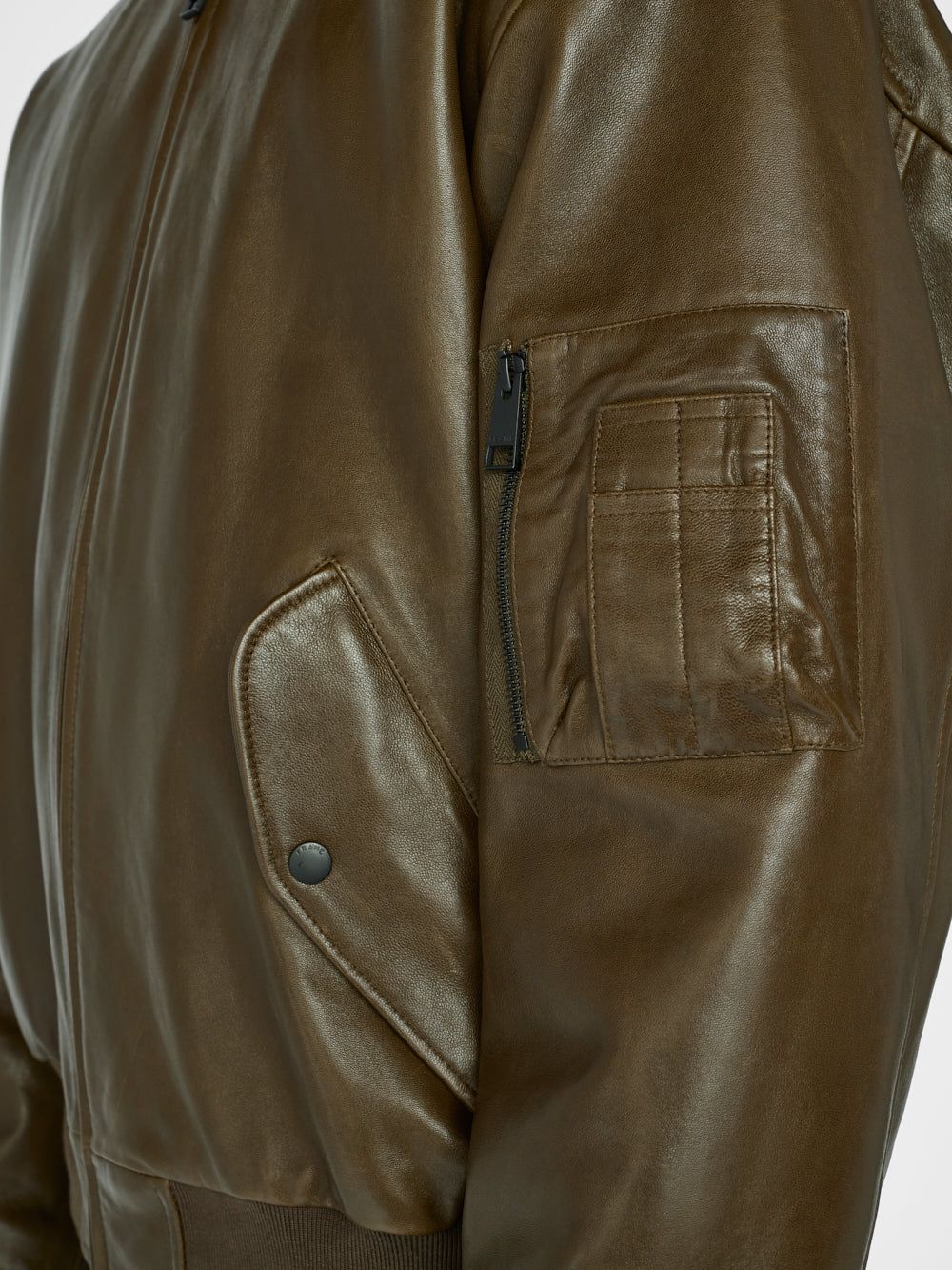 Leather Bomber -- Olive Green sold by Frame Denim product image thumbnail 4
