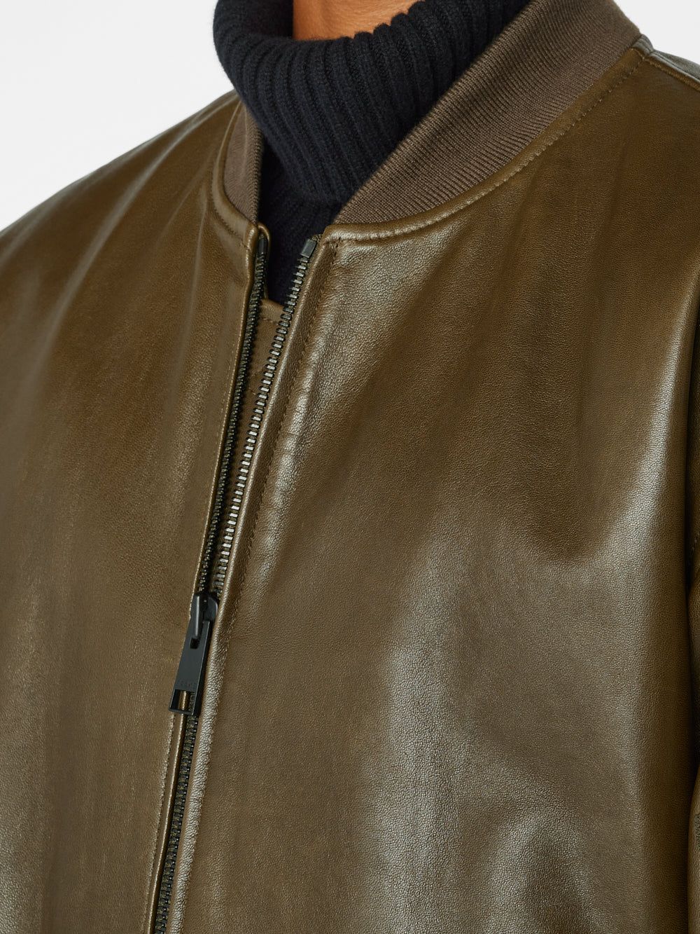 Leather Bomber -- Olive Green sold by Frame Denim product image thumbnail 5