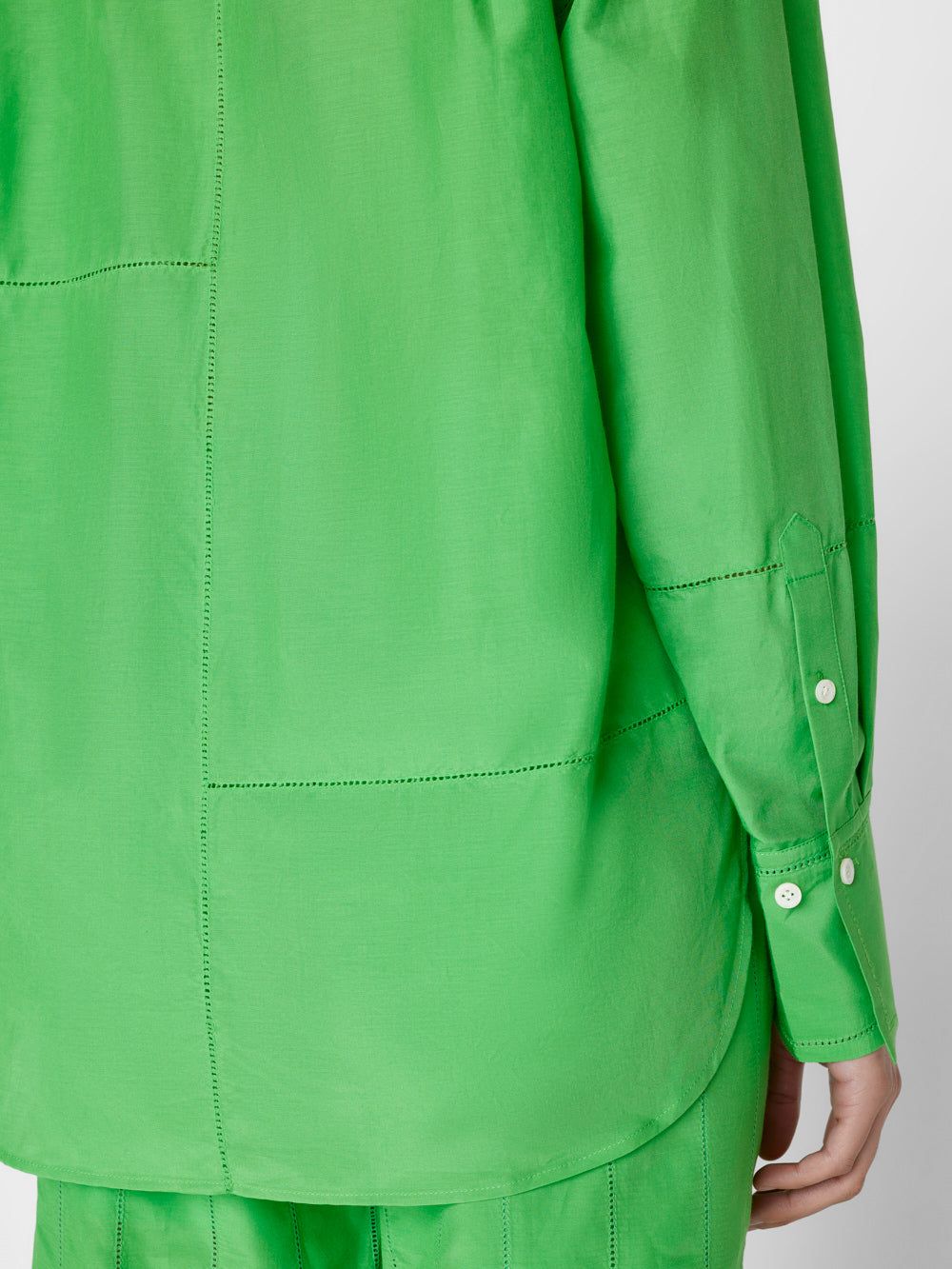 The Oversized Linear Lace Shirt -- Bright Peridot sold by Frame Denim product image thumbnail 5
