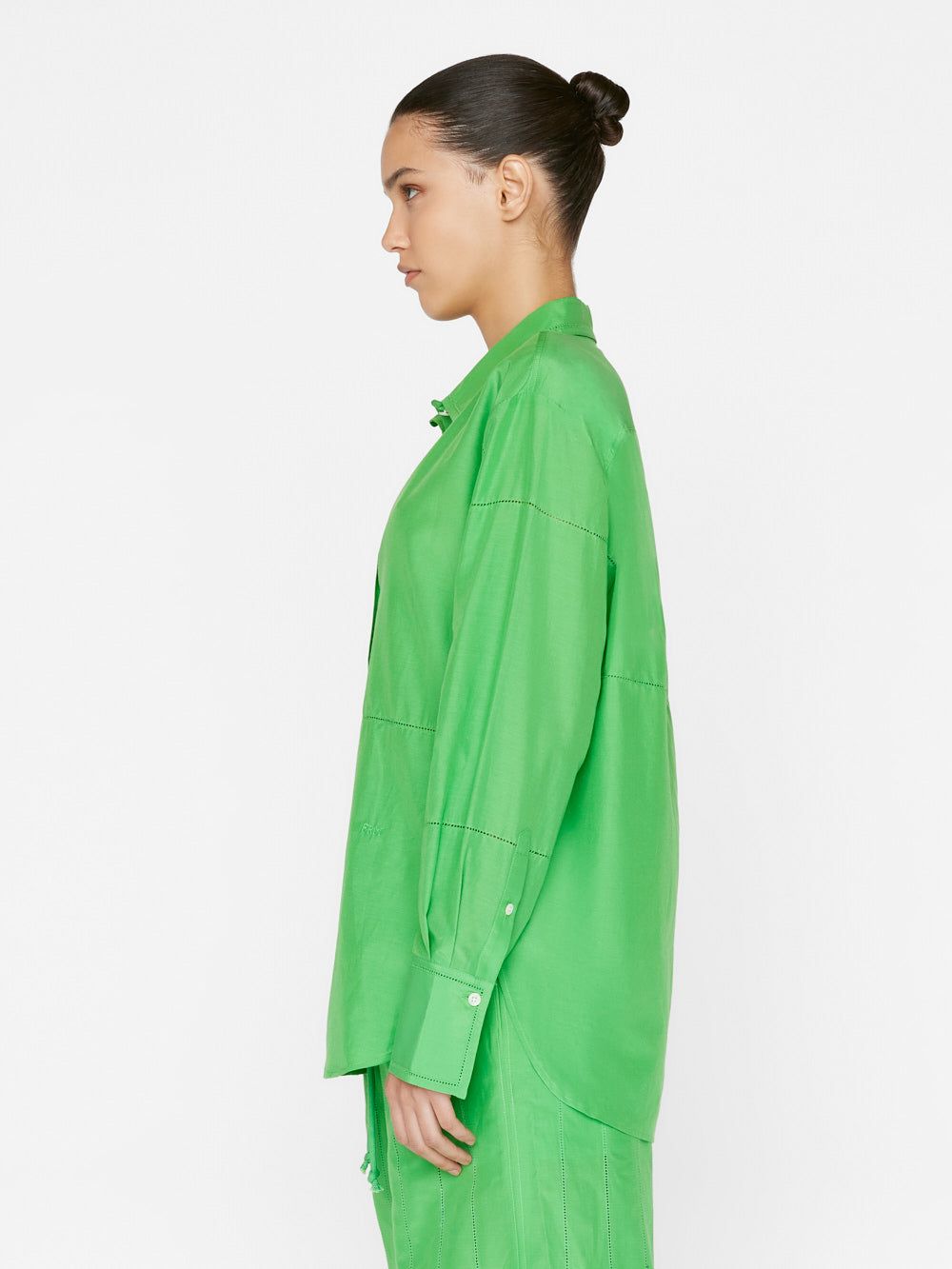 The Oversized Linear Lace Shirt -- Bright Peridot sold by Frame Denim product image thumbnail 7