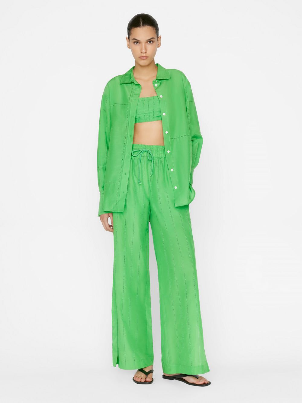 The Oversized Linear Lace Shirt -- Bright Peridot sold by Frame Denim product image thumbnail 3