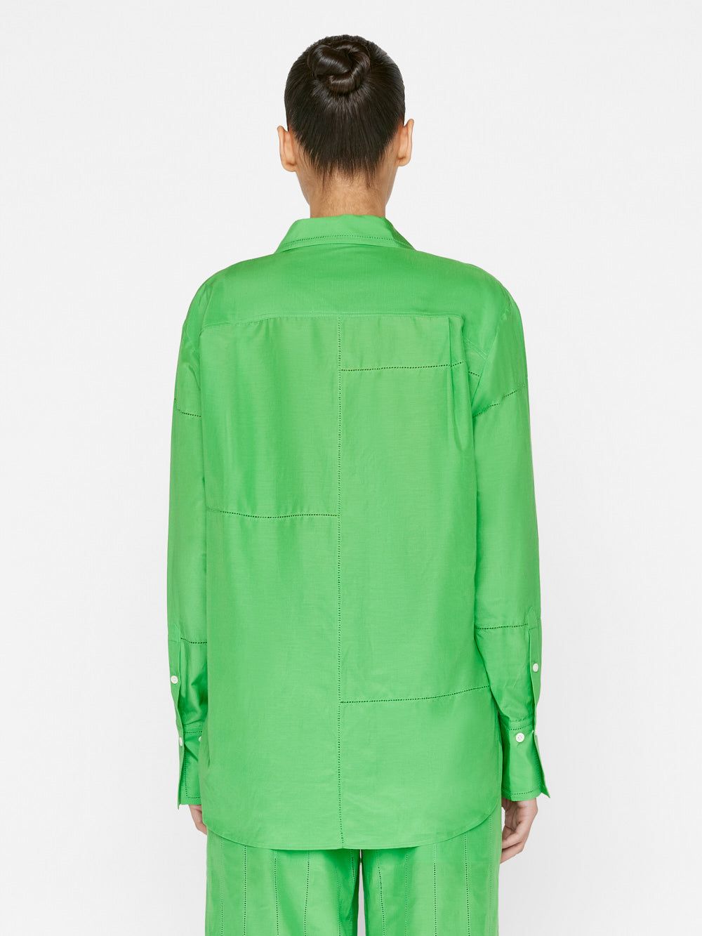 The Oversized Linear Lace Shirt -- Bright Peridot sold by Frame Denim product image thumbnail 8
