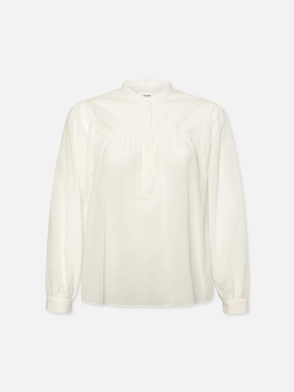 Shirred Popover Blouse -- White sold by Frame Denim