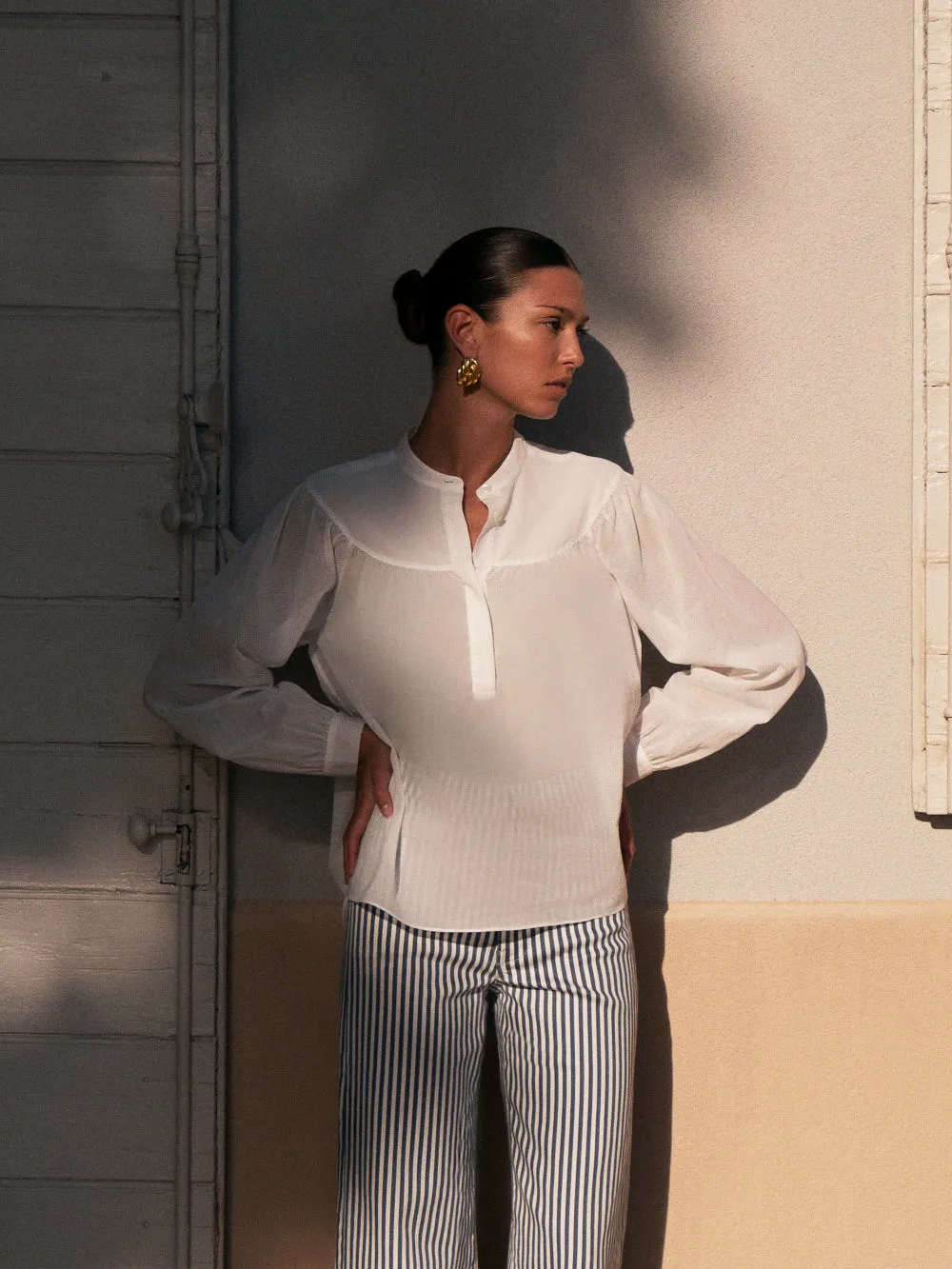 Shirred Popover Blouse -- White sold by Frame Denim product image thumbnail 2