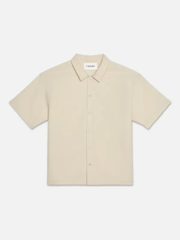 Waffle Textured Short Sleeve Shirt -- Beige made by Frame Denim