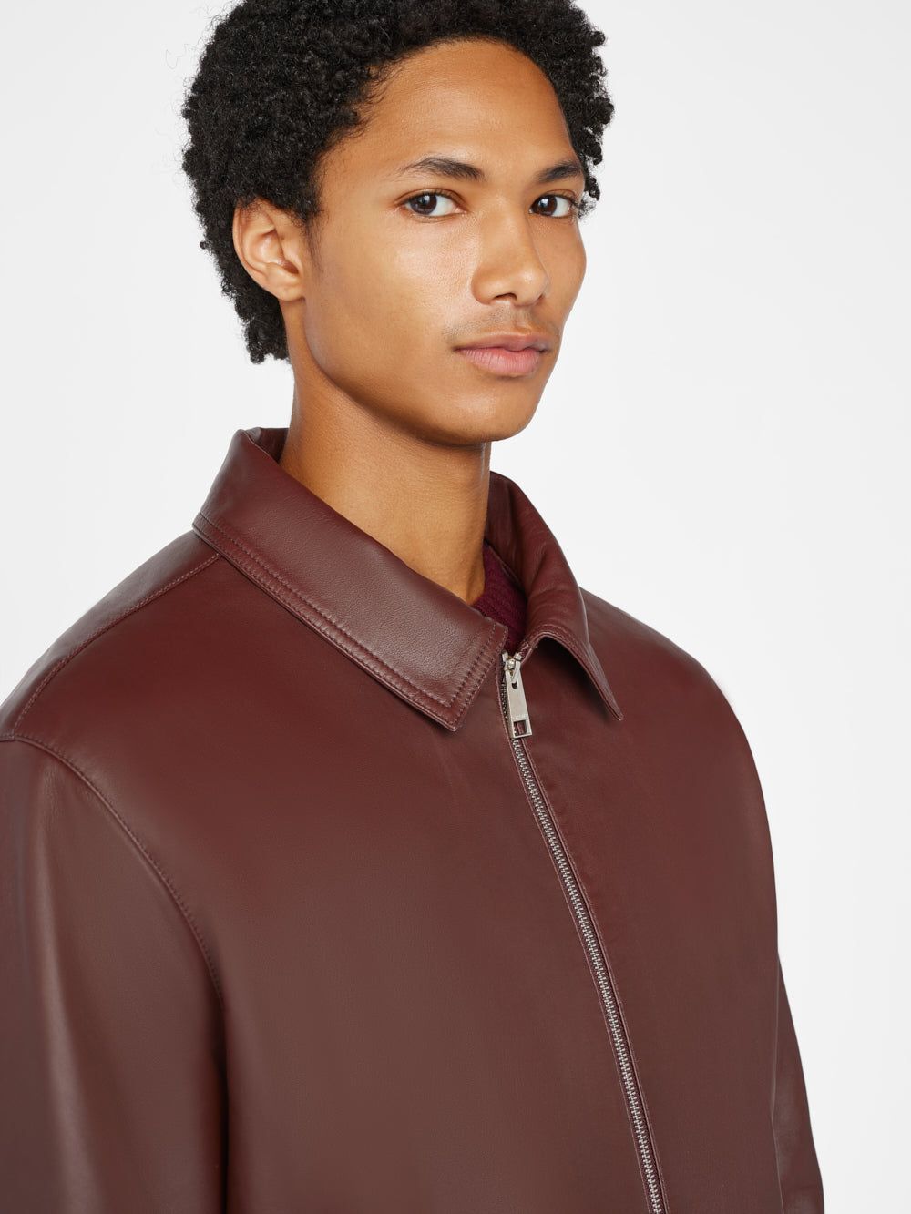 Leather Jacket -- Dark Burgundy sold by Frame Denim product image thumbnail 3