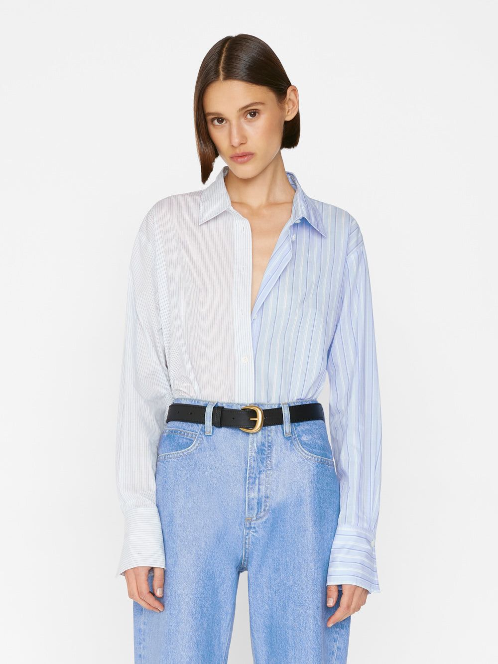 Le Mix Oversized Shirt -- Blanc Multi sold by Frame Denim