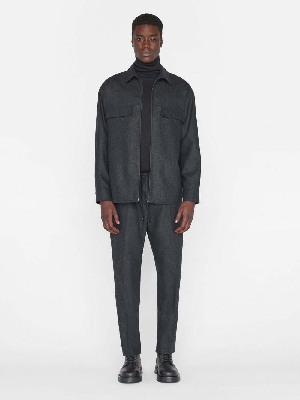 Modern Flannel Long Sleeve Zip Shirt -- Charcoal Grey sold by Frame Denim product image thumbnail 2