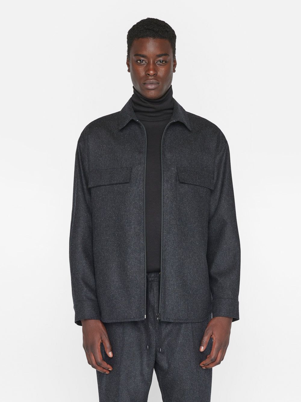 Modern Flannel Long Sleeve Zip Shirt -- Charcoal Grey sold by Frame Denim product image thumbnail 3