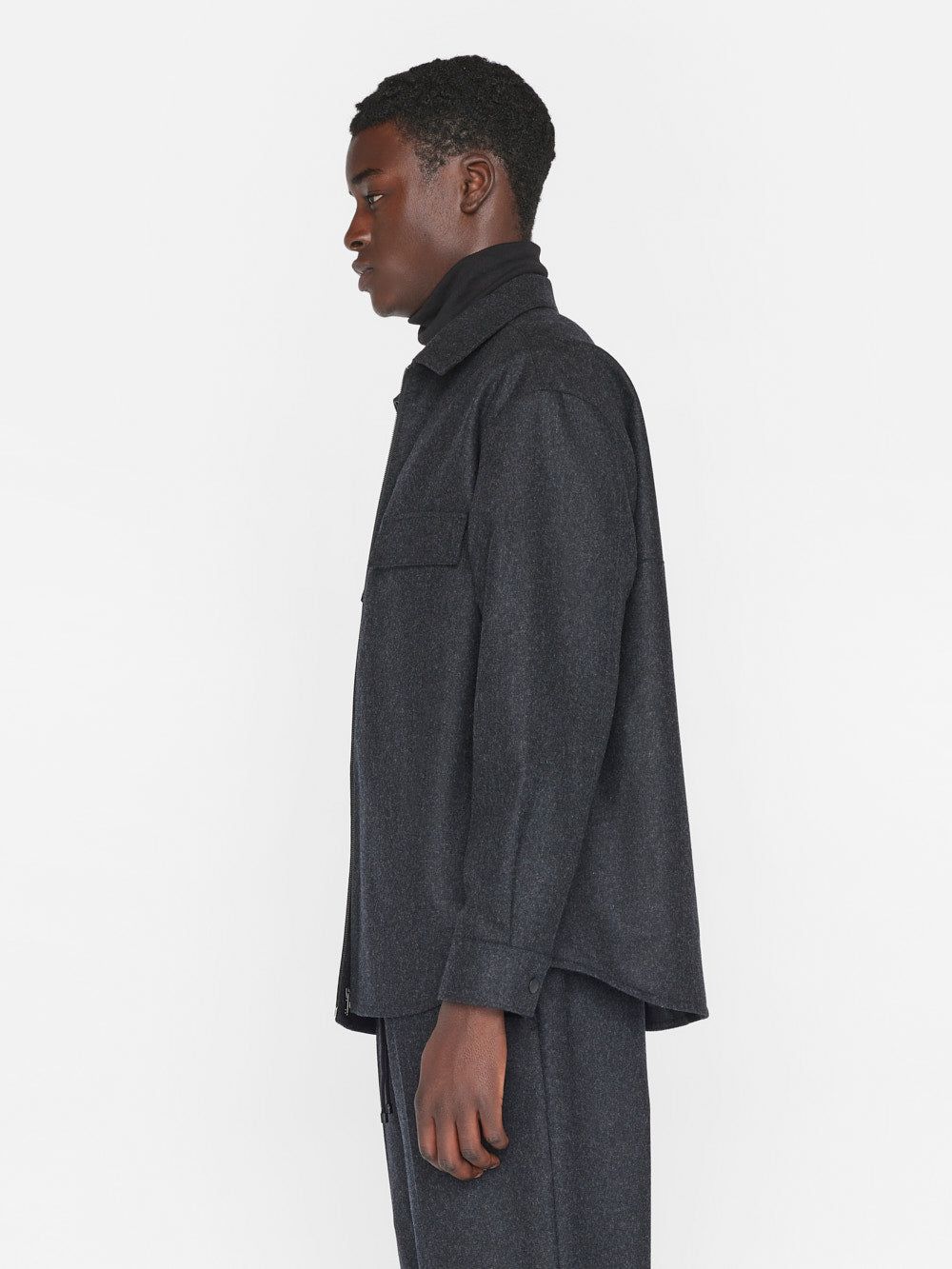 Modern Flannel Long Sleeve Zip Shirt -- Charcoal Grey sold by Frame Denim product image thumbnail 6