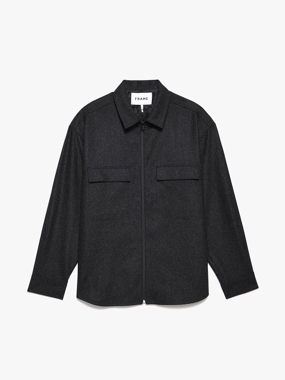 Modern Flannel Long Sleeve Zip Shirt -- Charcoal Grey sold by Frame Denim