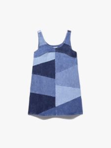 Patchwork Micro Flare Denim Dress -- Blue Compilation sold by Frame Denim