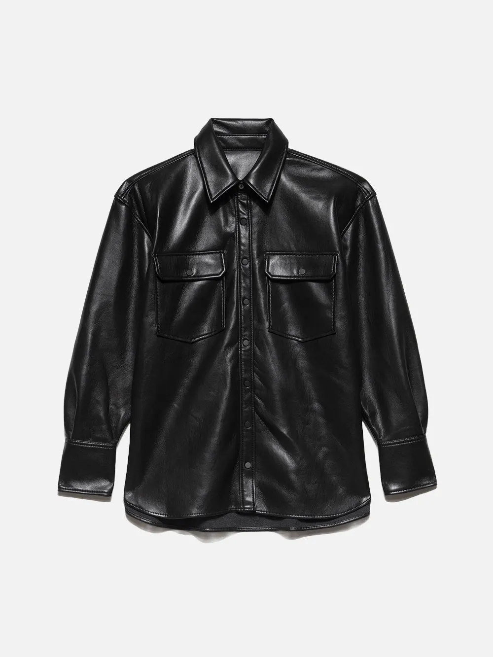 Recycled Leather Shirt Jacket -- Noir sold by Frame Denim