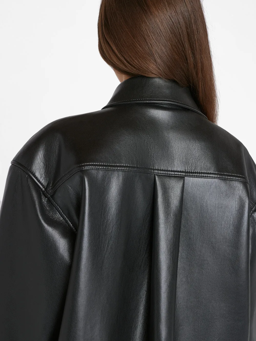Recycled Leather Shirt Jacket -- Noir sold by Frame Denim product image thumbnail 5
