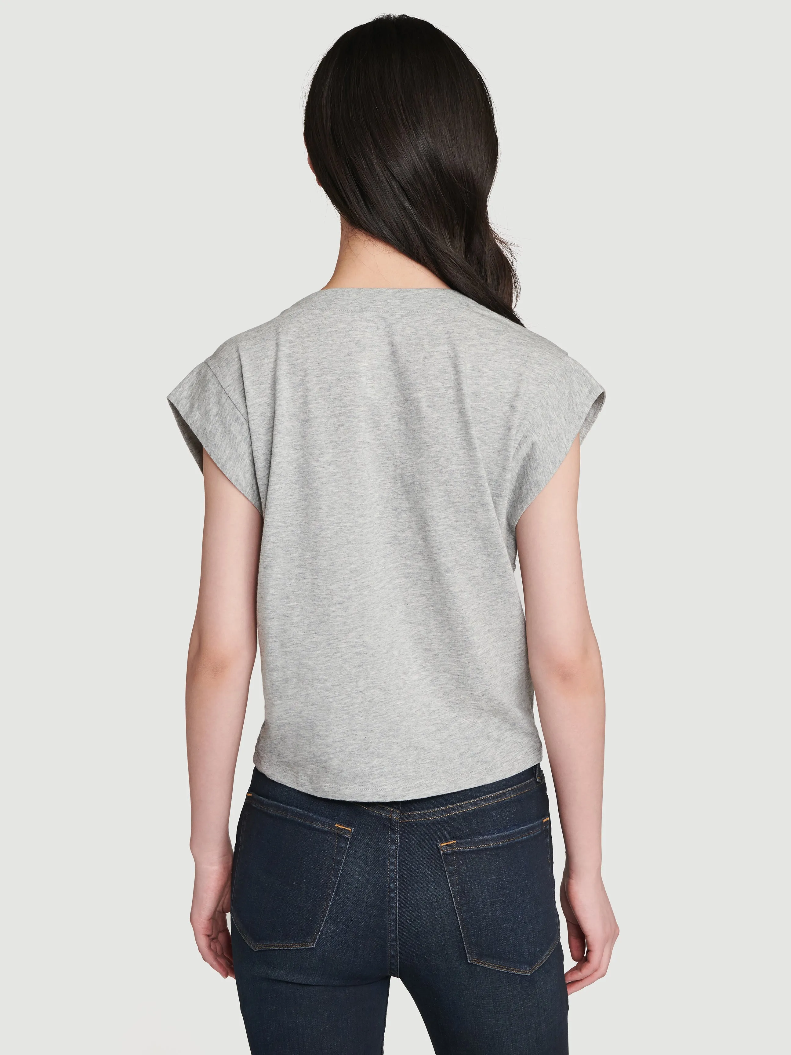 Le High Rise V Neck Tee -- Gris Heather sold by Frame Denim product image thumbnail 5