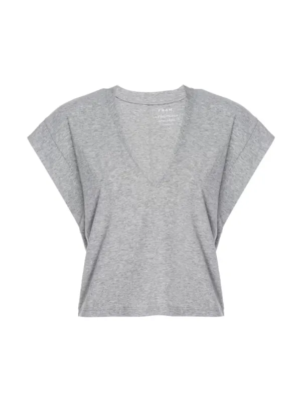 Le High Rise V Neck Tee -- Gris Heather sold by Frame Denim