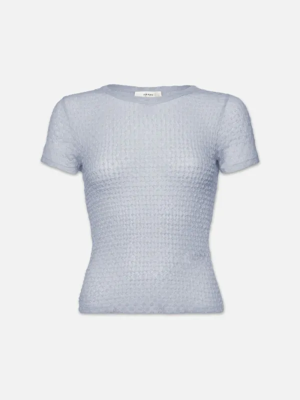 Mesh Lace Baby Tee -- Denim Blue made by Frame Denim