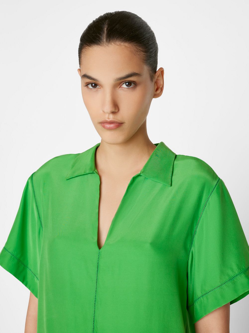V-Neck Ladder Stitch Popover -- Bright Peridot sold by Frame Denim product image thumbnail 4