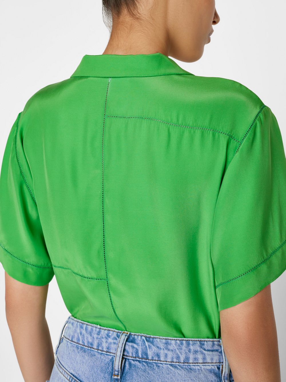 V-Neck Ladder Stitch Popover -- Bright Peridot sold by Frame Denim product image thumbnail 3