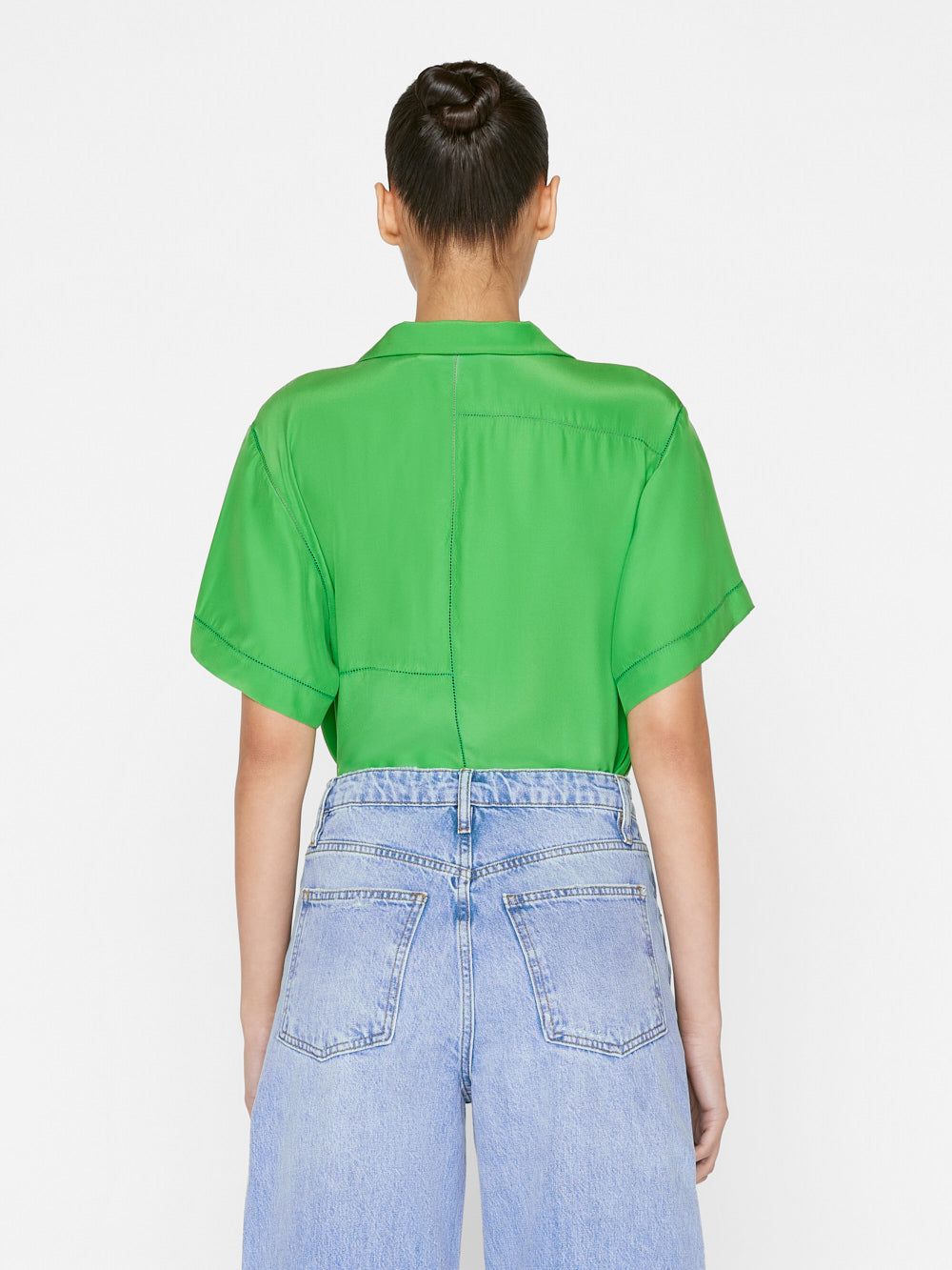 V-Neck Ladder Stitch Popover -- Bright Peridot sold by Frame Denim product image thumbnail 6