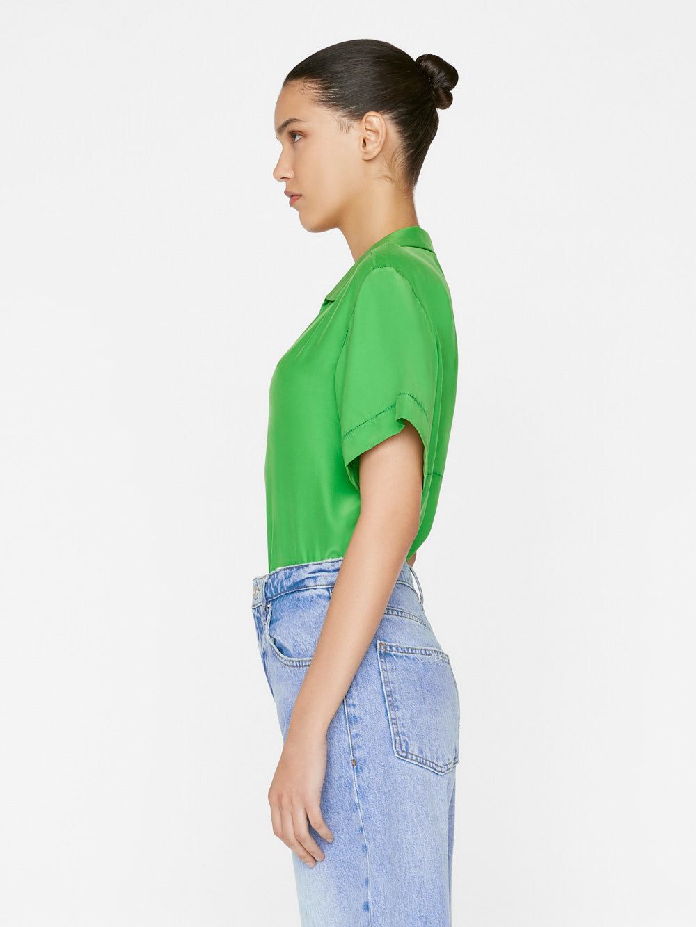 V-Neck Ladder Stitch Popover -- Bright Peridot sold by Frame Denim product image thumbnail 5