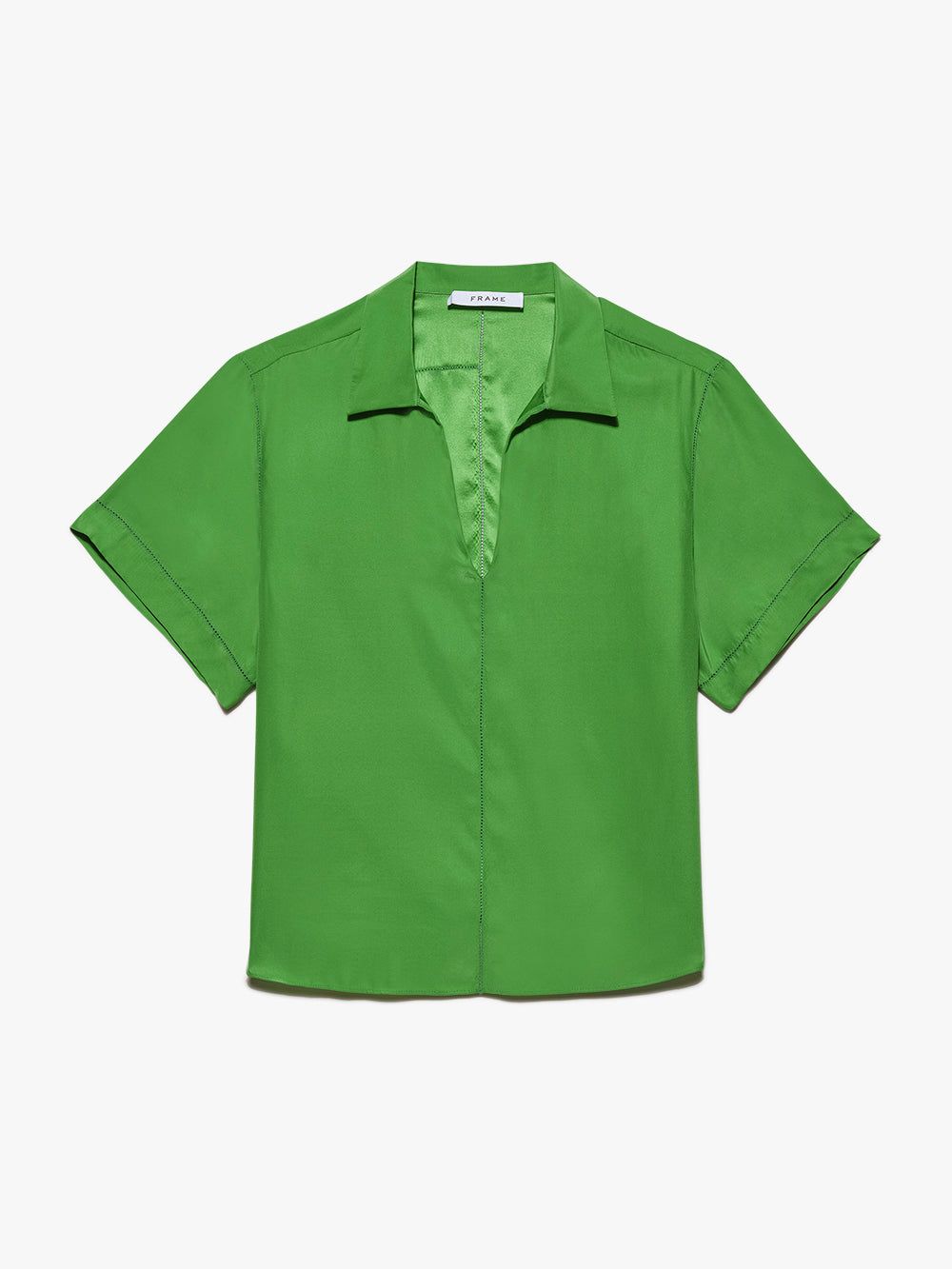 V-Neck Ladder Stitch Popover -- Bright Peridot sold by Frame Denim product image thumbnail 7