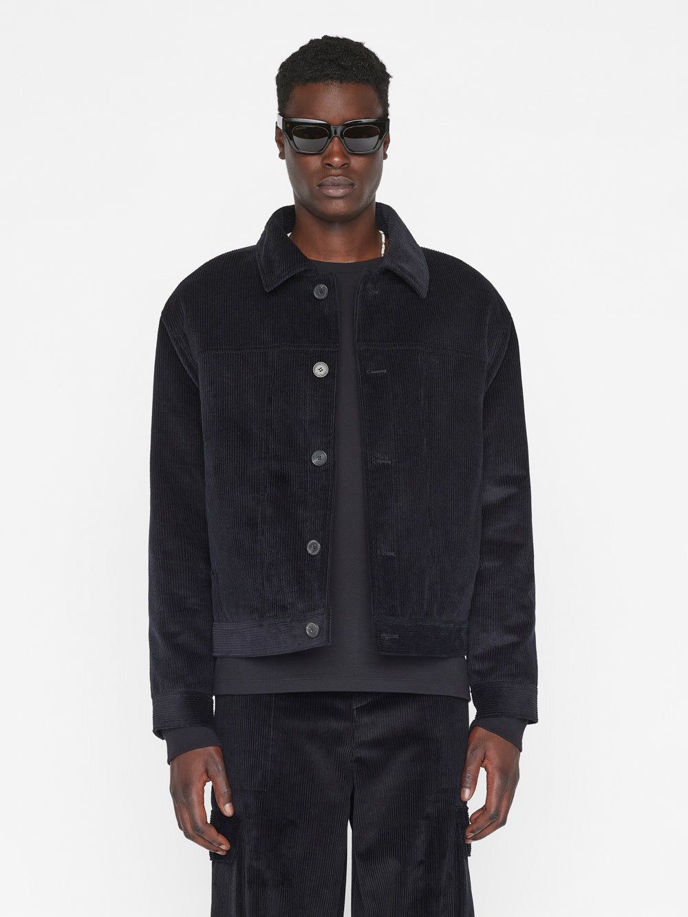 Wide Wale Corduroy Trucker Jacket -- Noir sold by Frame Denim product image thumbnail 3