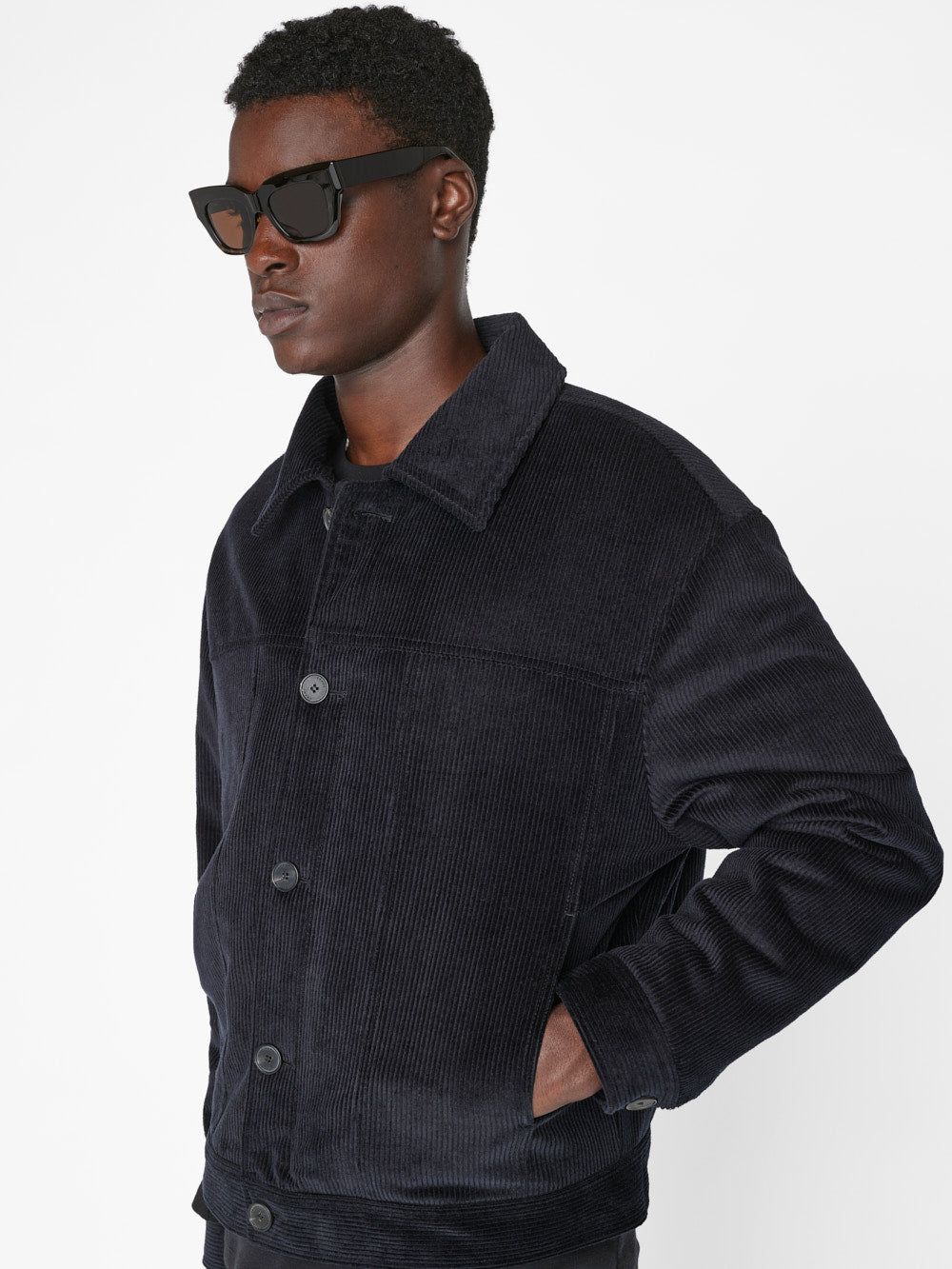 Wide Wale Corduroy Trucker Jacket -- Noir sold by Frame Denim product image thumbnail 5