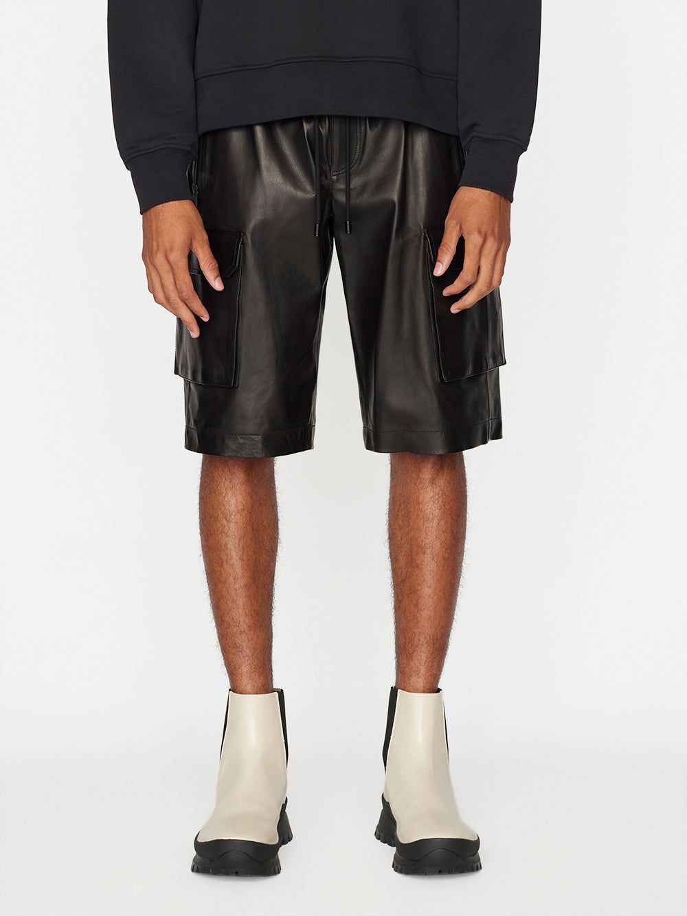Cargo Leather Short -- Noir sold by Frame Denim product image thumbnail 3