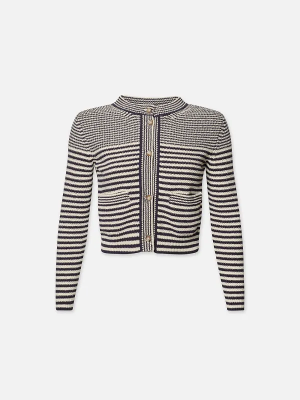 Compact Stripe Cardi -- Navy Multi made by Frame Denim