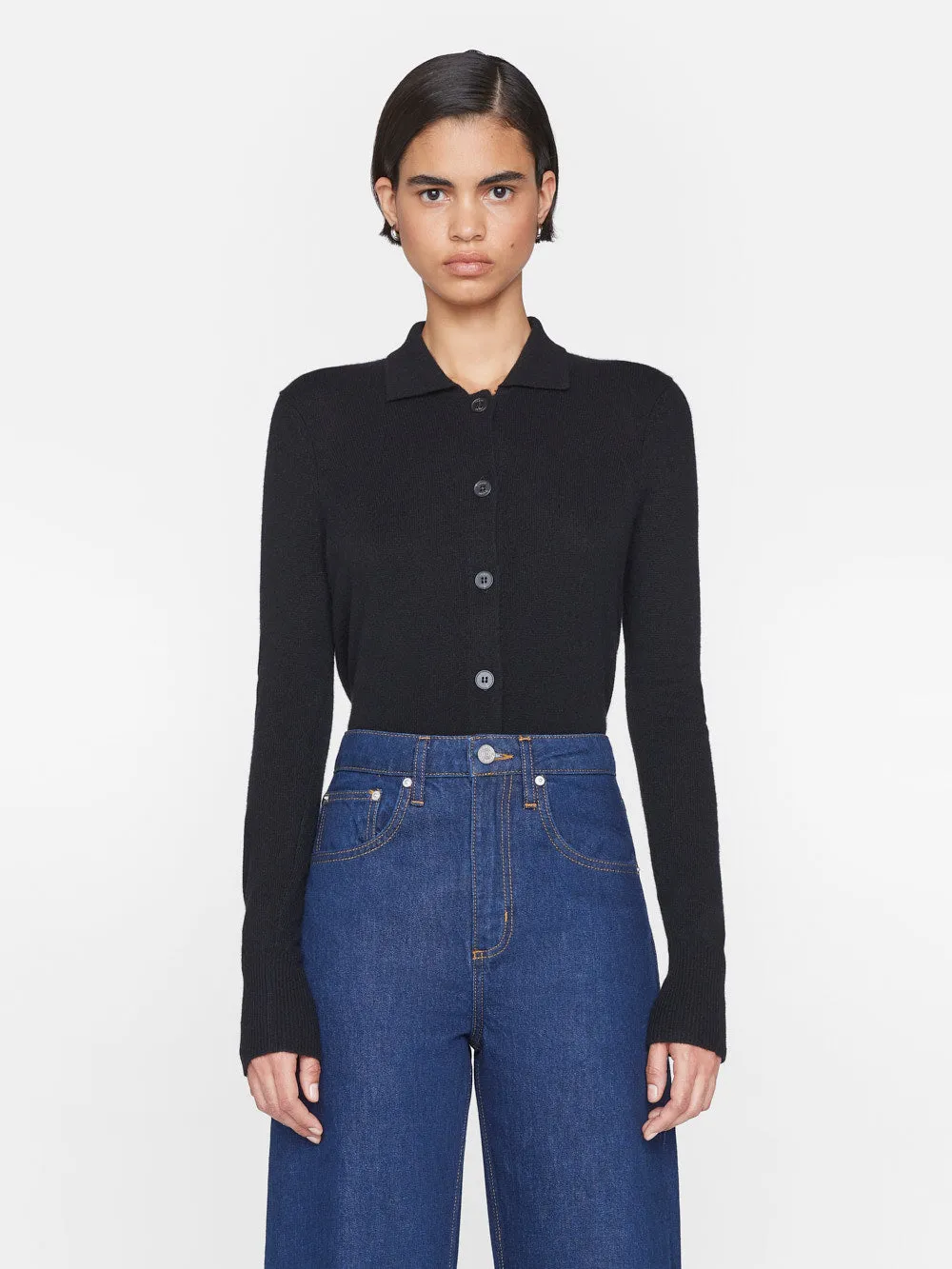 Shrunken Cashmere Cardi -- Noir sold by Frame Denim product image thumbnail 3